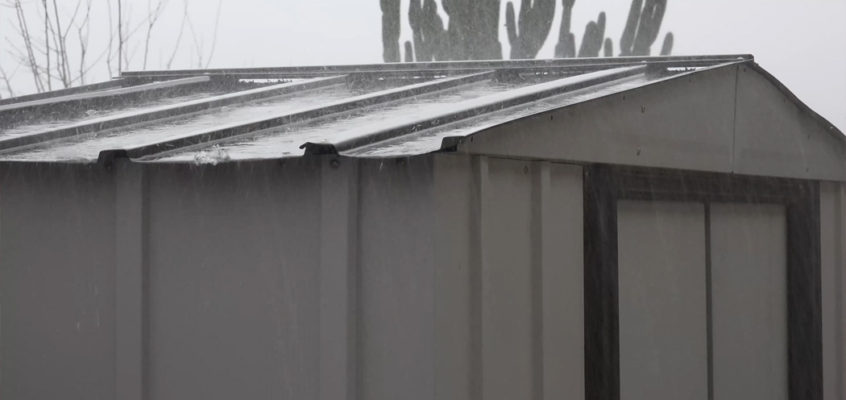 ►Real Rain and Thunder on a tin roof storage shed. 1080p actual rain video.